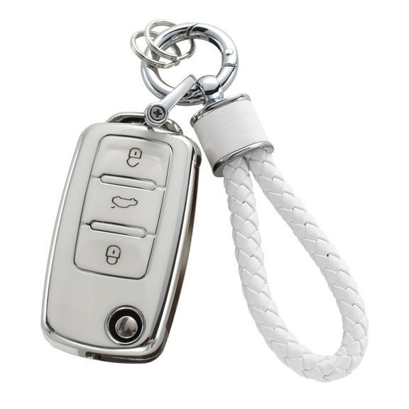 Compatible with VW Volkswagen Key Fob Cover with Keychain Soft TPU Key Case Protection Shell Fit for VW Jetta Golf Polo MK6 Passat Tiguan Beetle