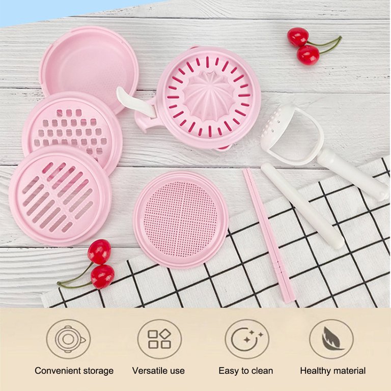 Thinsont 10 Pieces/Set Baby Food Masher Manual Fruit Grinding Bowl Travel  Washable Multifunctional Filter Juicing Mill Grinder Blue 