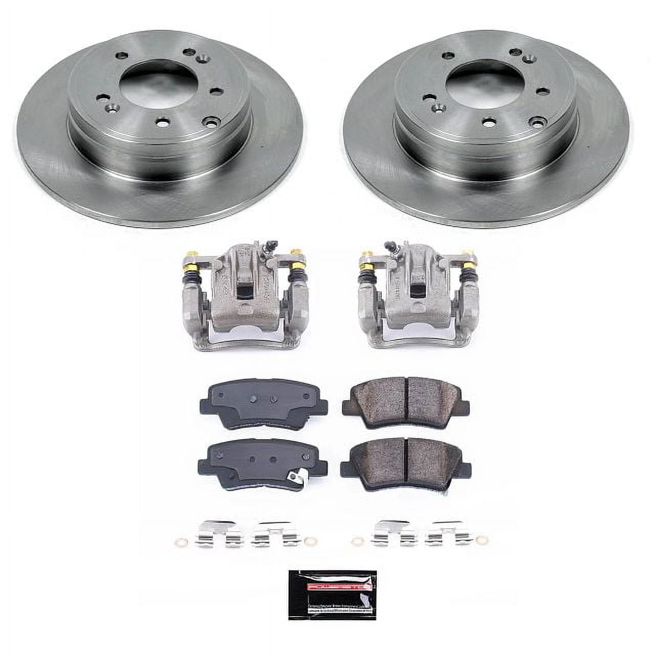PowerStop Rear Stock Replacement Brake Pad and Rotor Kit with Calipers Fits: HYUNDAI Select Models KCOE9060