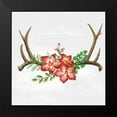 thumbnail image 2 of Atelier B Art Studio 20x20 Black Modern Framed Museum Art Print Titled - DEER HORNS AND PINK FLOWERS, 2 of 5