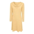 thumbnail image 5 of Eyelets Dresses for Women - Cowl Neck Loose Crewneck Long Sleeve Casual Summer Hollowed Out Keyhole Tunic Mini Dress, 5 of 7
