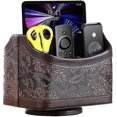 thumbnail image 1 of Antique Leather Remote Control Holder, 360 Degree Spinning Desk Tv Remote Caddy/box, 1 of 4
