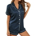 thumbnail image 1 of WZXFASHION Pyjama d'Intérieur pour Femmes à Manches Courtes, Col à Revers, Style Soie, Pyjama Confortable Multicolore pour Femmes WomenPajamaSets D TTTG, 1 of 7