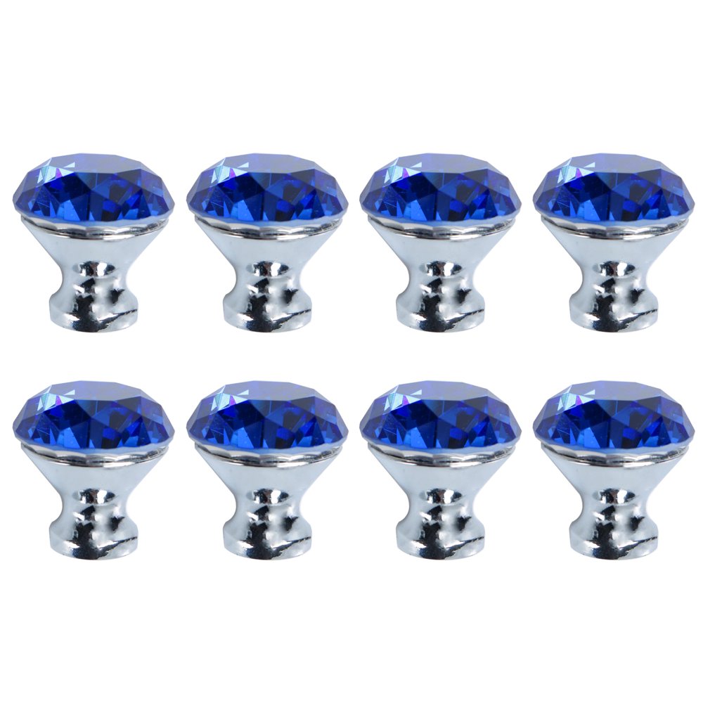 8pcs Crystal Knobs Wardrobe Dresser Door Knobs Pull Handle for Home Kitchen Office Cupboard Blue