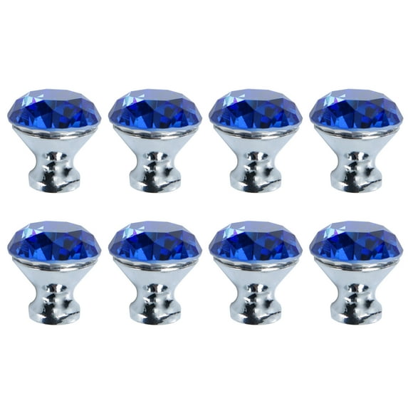 8pcs Crystal Knobs Wardrobe Dresser Door Knobs Pull Handle for Home Kitchen Office Cupboard Blue