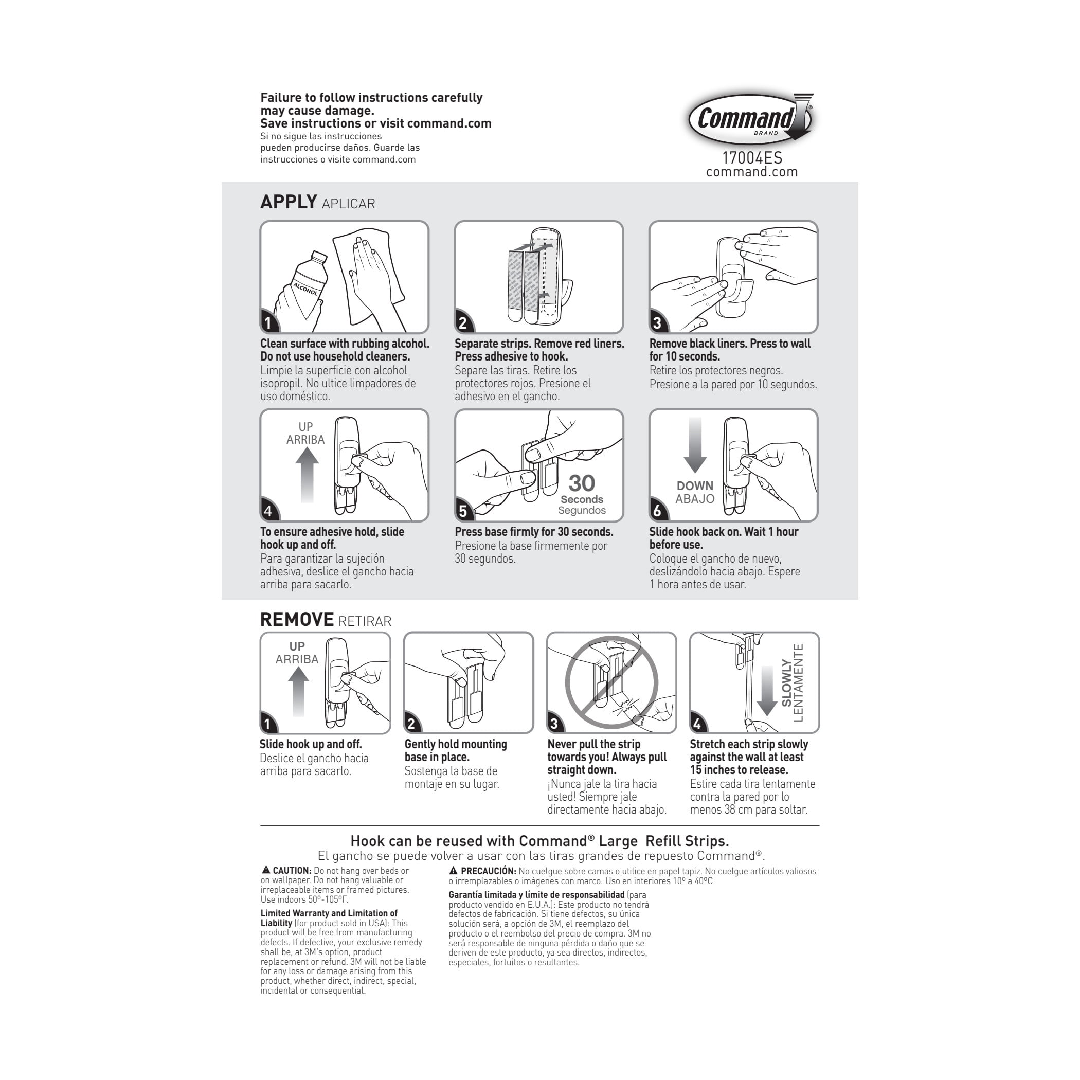Command Jumbo Hook, White, 1 Hook, 2 Strips (Holds 7.5 lb)