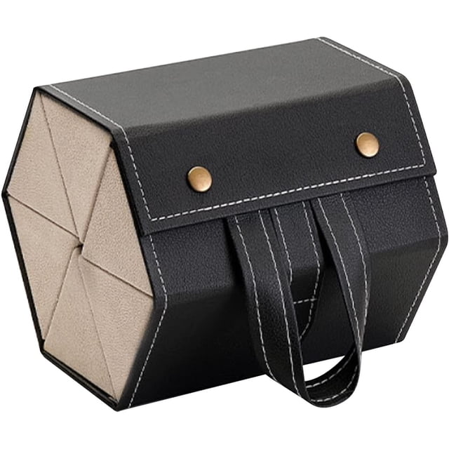 Organizador de gafas de sol de viaje, Estuche para gafas de sol con 6 ranuras, Estuche para gafas de cuero PU negro, Soporte para gafas de sol colgante, Vitrina múltiple para gafas de sol y