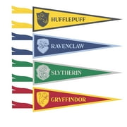 Multicolor Harry Potter CORNET Fabric Pennants - 16" x 6" (4 Pcs) | Assorted Magical Designs - Excellent for Wizard Fans & Party Decorations