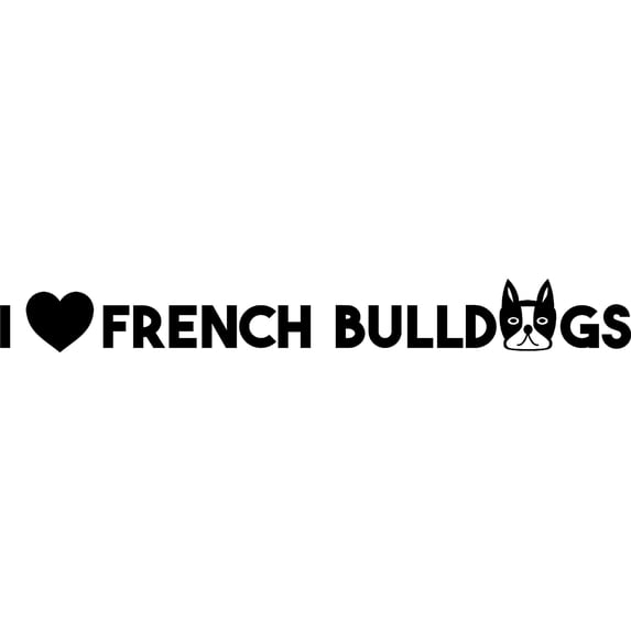 I Heart French Bulldogs Frenchie Love Dog Wall Decals for Walls Peel and Stick wall art murals Black Small 8 Inch