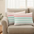 thumbnail image 6 of Outdoor Pillow Covers 20x12 Set of 2, Peach Pink Green Ombre Waterproof Patio Throw Pillow Covers for Couch Sofa Chair, Farmhouse Stripe Modern Decorative Pillowcases for Throw Pillows, 6 of 9