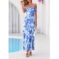 thumbnail image 4 of PRETTYGARDEN Women's Formal Cocktail Maxi Dresses Summer Off Shoulder Floral Mesh Bodycon Spring Wedding Guest Dress, 4 of 10