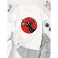 thumbnail image 2 of [Stretch Fit] Women's Casual Crew Neck T-Shirt with Creative Bell Deer Print, Fashionable Short Sleeve Top, Polyester 95% Spandex 5%, Medium Stretch Knit Fabric, All-Season Comfort Fit, Ladies T Shir, 2 of 6