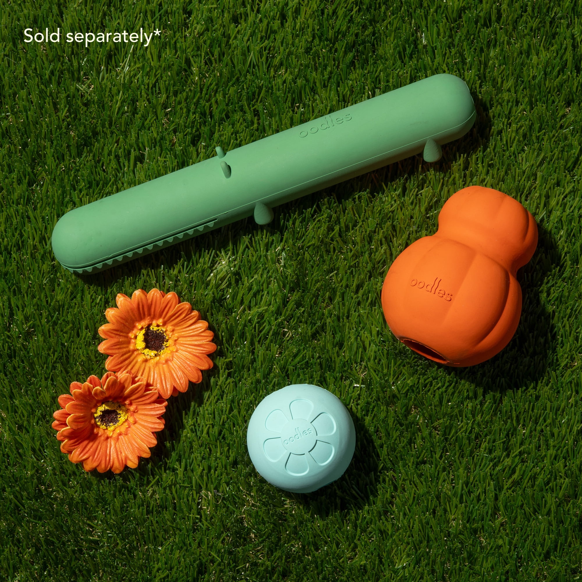 Oodles Durable Rubber Green Animal Fetch Dog Toy, O/S