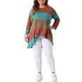 thumbnail image 2 of Agnes Orinda Blusas de Talla Grande para Mujeres, Tops de Cuello Redondo de Manga Larga con Diseño de Degradado, Tops Tunic de Corte Alto y Bajo, Camisetas 2X Naranja, 2 of 6