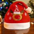 thumbnail image 1 of DGLQMYX (Liquidación) Gorro de Papá Noel suave, gorro de Navidad, gorro de Papá Noel para fiesta de Navidad, gorro con estampado de animales de dibujos animados de Navidad, terciopelo suave y grueso, 1 of 4