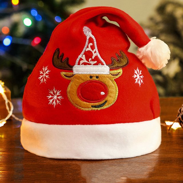 DGLQMYX (Liquidación) Gorro de Papá Noel suave, gorro de Navidad, gorro de Papá Noel para fiesta de Navidad, gorro con estampado de animales de dibujos animados de Navidad, terciopelo suave y grueso