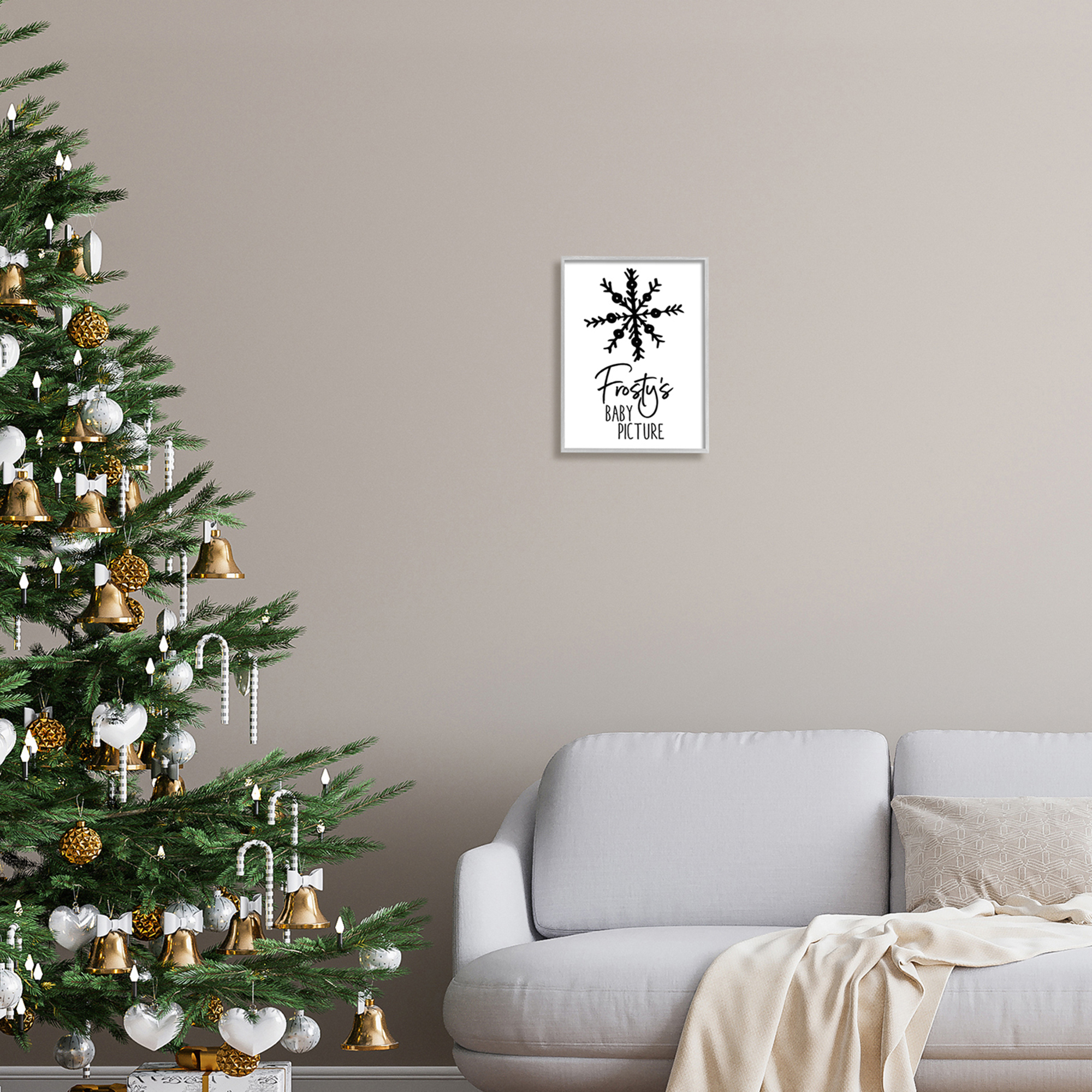 Humorous Frosty Snowman Snowflake Drawing Typography Holiday Graphic Art Framed Art Print Wall Art
