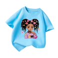 thumbnail image 2 of HAOTAGS Girls Cute Graphic Print Tee Tops Casual Short Sleeve Round Neck Tshirts Sky Blue Size 4 Years, 2 of 3