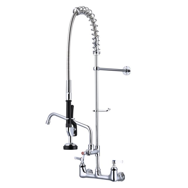 Aquaterior 36" Height Wall Mount Pre-Rinse Commercial Faucet Kitchen Sink Sprayer Home Fit for 2/3 Compartment Sink