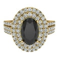 thumbnail image 4 of 18K Gold Black Diamond Engagement Rings for women Oval Cut Double Halo Diamond Rings 2.65 carat (G,VS1), 4 of 5