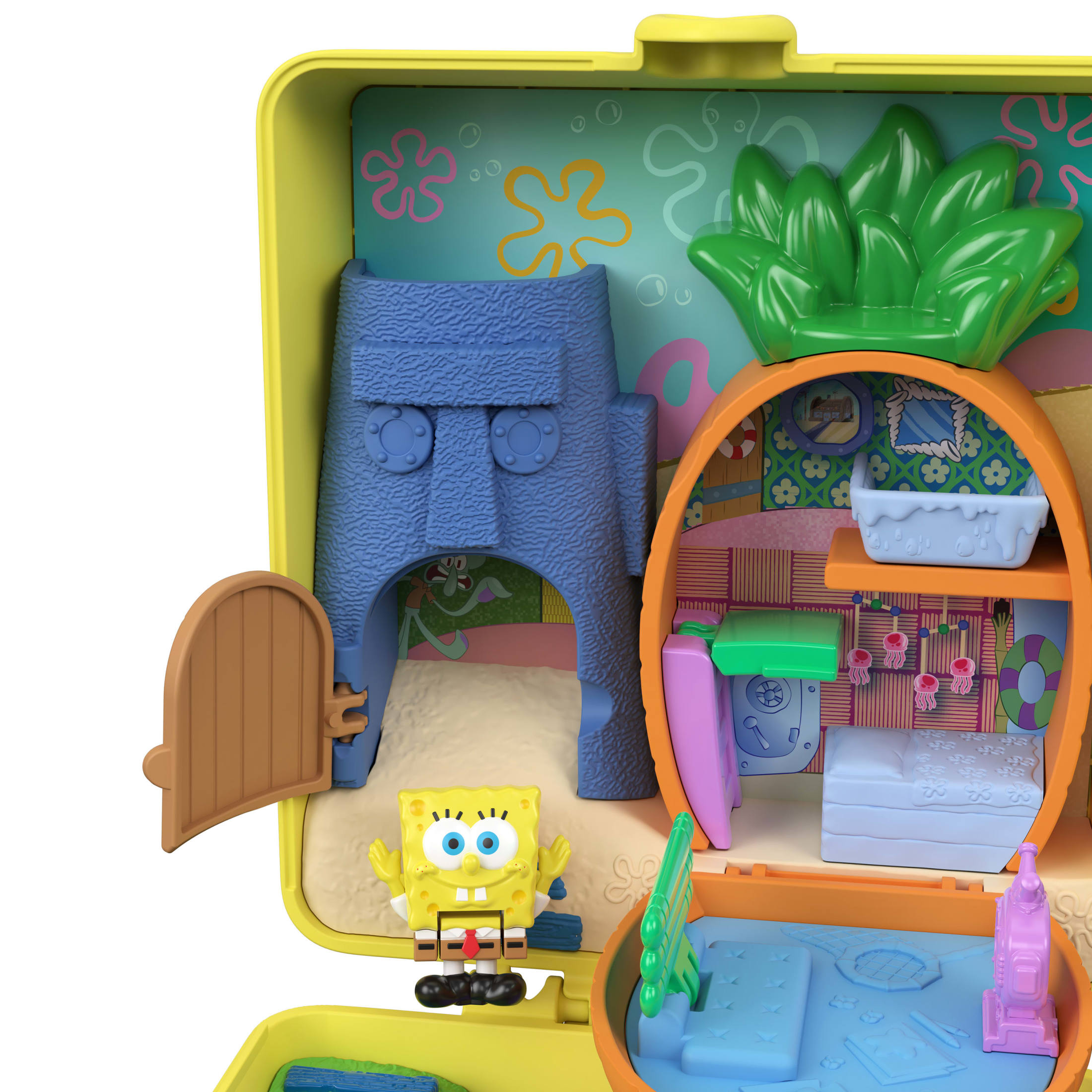Polly Pocket Micro Dolls and Playset, SpongeBob Partnership Compact with Patrick Doll, 7 Accessories