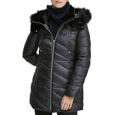 Shirley Faux Fur-Trim Hooded Puffer Coat
