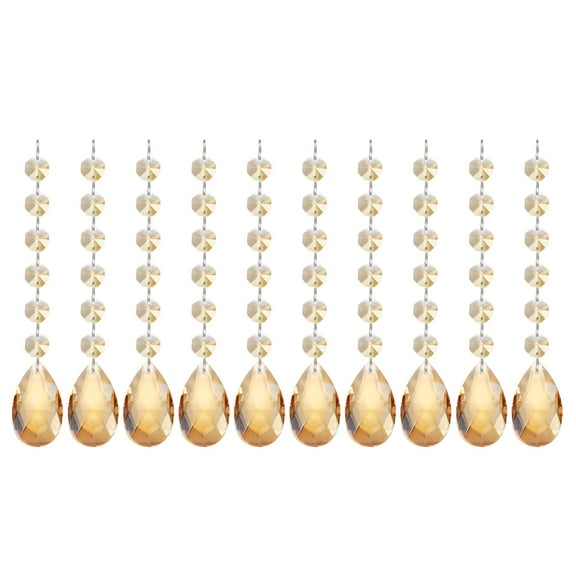 Uxcell Teardrop Crystal Chandelier Pendants Beads, 10 Pack 165mm Length 38mm Chandelier Prisms Parts Ornaments Hanging Beads for DIY Arts Crafts Decoration, Electroplating Gold Tone
