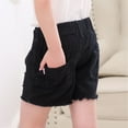 thumbnail image 4 of Ashirexll Kids Shorts, Denim shorts, Spring and Summer Cute Solid Girls Breaking Hole Pocket Elastic Waist Comfy Shorts Jeans, 4 of 5
