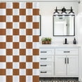 thumbnail image 3 of Checkered Shower Curtain, Brown Shower Curtains for Bathroom, Cute Retro Coffee Checkerboard Shower Curtain Vintage Aesthetic, Machine Washable Fabric Shower Curtain, 72''''x72'''', 3 of 6