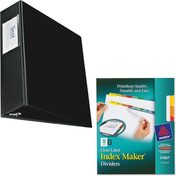 Avery Durable Slant Ring Binders with Label Holders and Avery Index Maker Clear Label Bright Tab Dividers Bundle