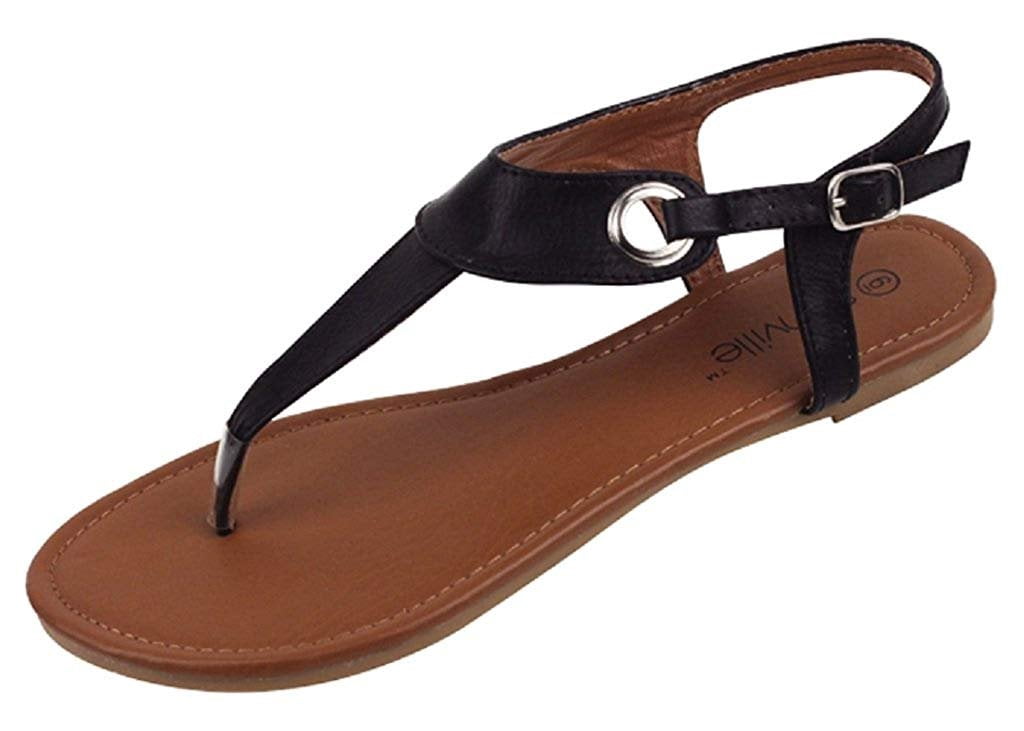 simple black sandals flat