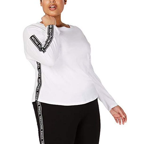 Michael Kors Plus Size Logo-Tape Top White, 3X Womens shirt MSRP $110 White  3X 