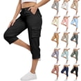 thumbnail image 6 of OIOLOYJM Capri Pants for Women with 6 Pockets Lightweight Quick Dry Gym Workout Hiking Summer Cargo Capris Drawstring Elastic Casual Travel 3/4 Pants Beige 2XL, 6 of 6