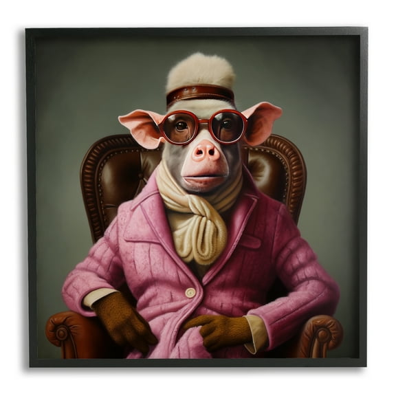 Stupell Industries Snazzy Animal Fashion Animals & Insects Painting Black Framed Art Print Wall Art, 12 x 12