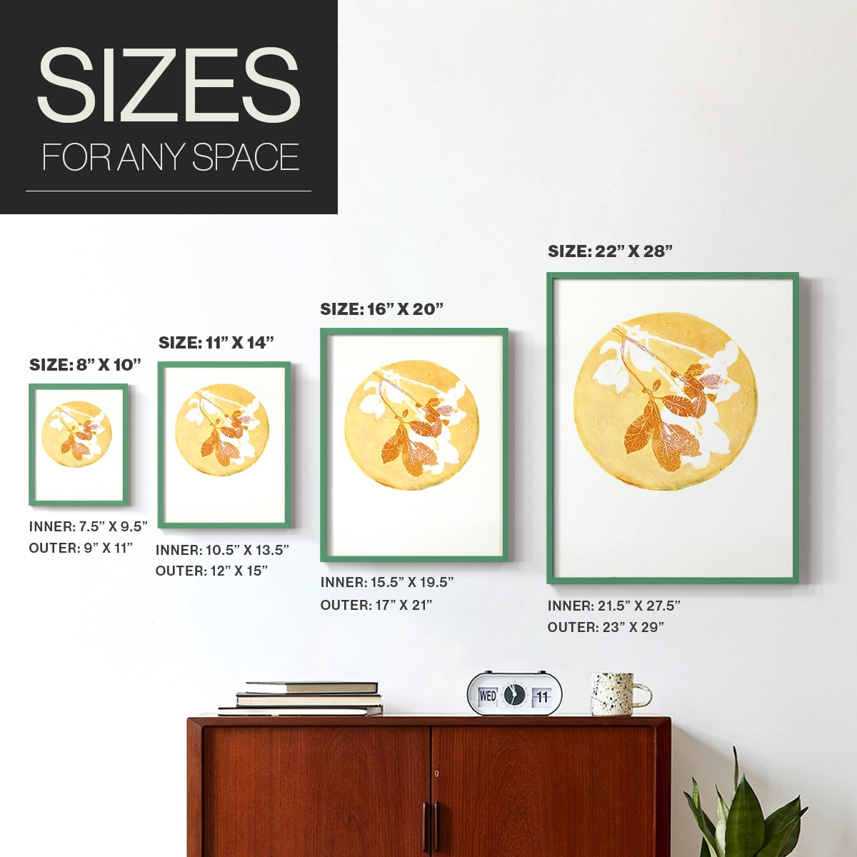 Keep it Simple in Green Solid Wood 8 x 10 Framed Print