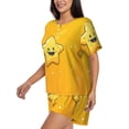 thumbnail image 2 of Fotbe Happy Cartoon Star Print Pajama Set for Women 2 Piece Loungewear Short Sleeve Tops and Shorts Set Soft Sleepwear-3X-Large, 2 of 7