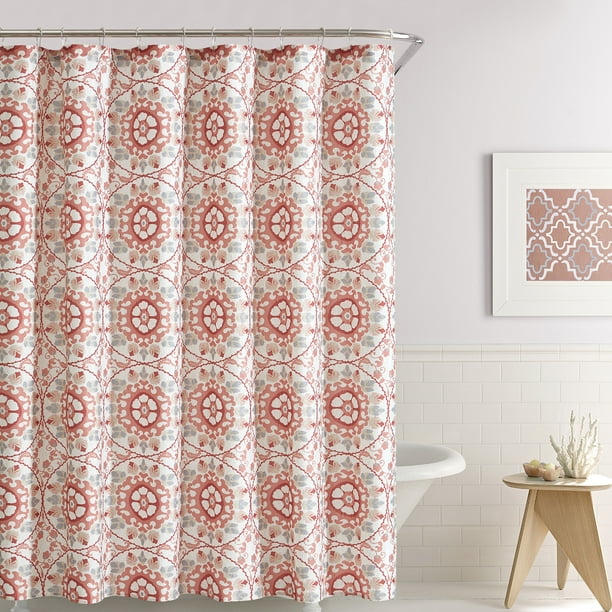 Mainstays Terracotta Medallion Printed 72" x 72" Textured Linen Slub