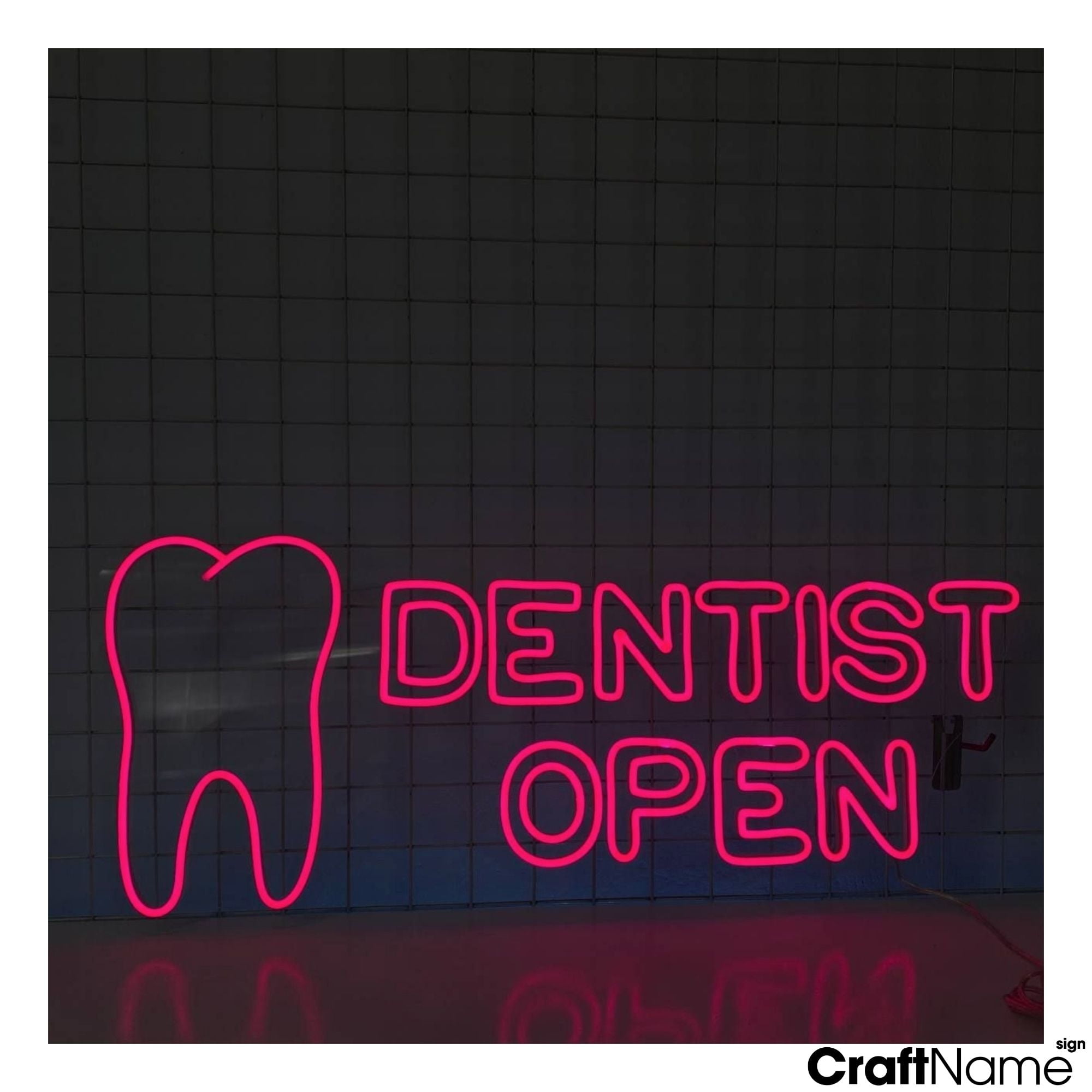 Craftnamesign Dentist Open Neon Light Up, Welcome Sign Decor, Dental Clinic Wall Art