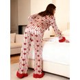 thumbnail image 6 of AIGUR Mommy and Me Satin Pajamas Set Adorable Heart Print Long Sleeve Turn Down Collar Tops and Pants, Family Matching Sleepwear, 6 of 6