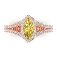 thumbnail image 2 of 1.2ct marquise cut yellow Zircon 18k rose gold halo Bridal Wedding Engagement Promise Anniversary Ring for Women size 7, 2 of 7