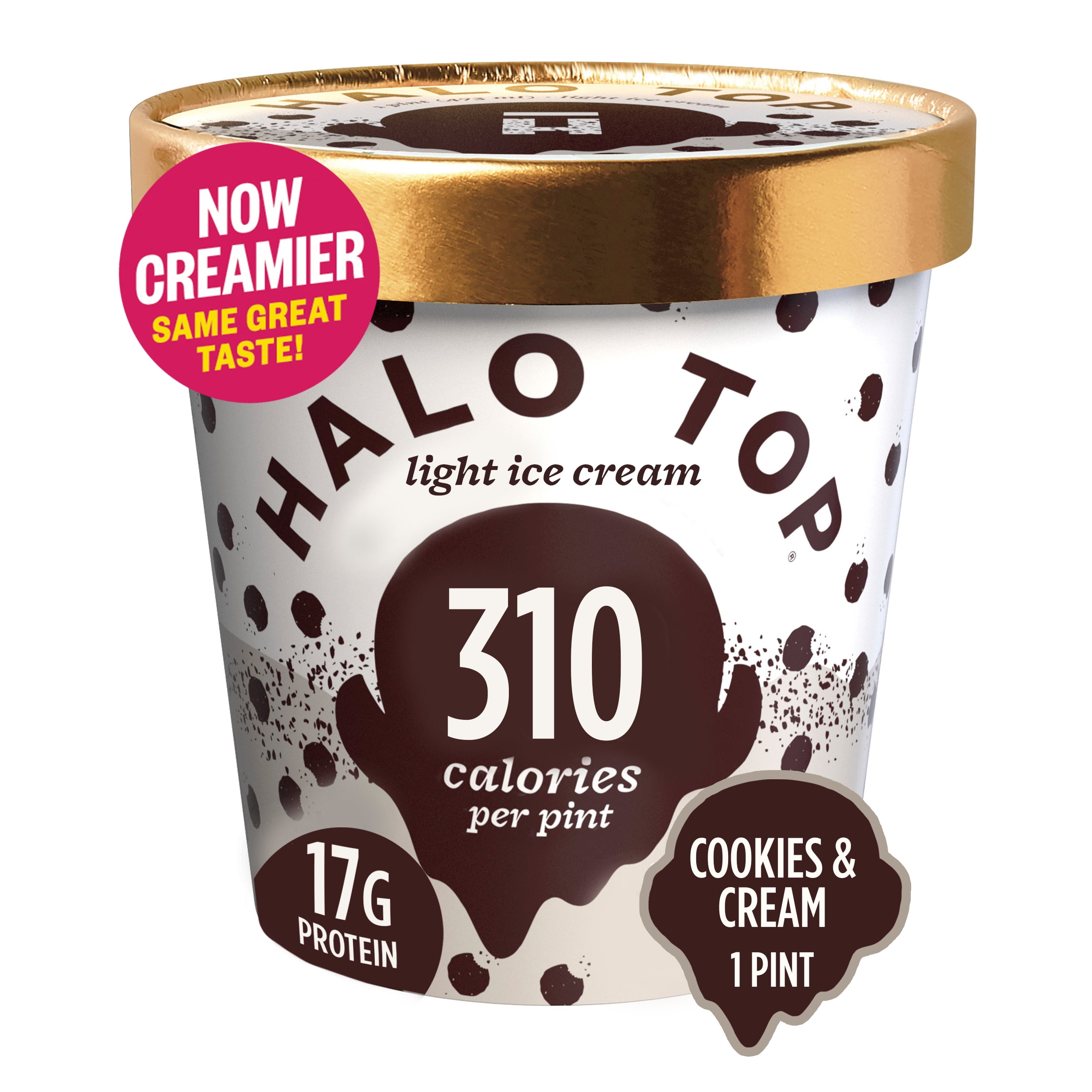 Halo Top Cookies and Cream Light Ice Cream Pint, 16 fl oz Pint
