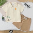 thumbnail image 5 of WhouRiu Boys Summer Casual Outfits Short Sleeve Button Down Shirts And Shorts Sets Kids Cute Clothes, 5 of 9