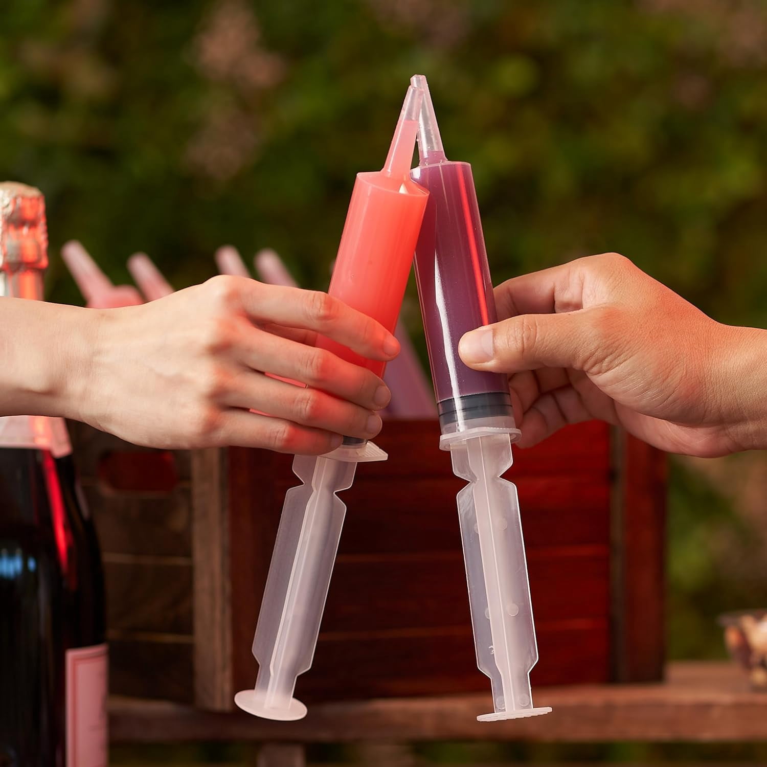 The Twiddlers 50 Pack Jumbo Jello Shot Syringes with Caps/Lids (2oz) for Party, BPA Free, Reusable