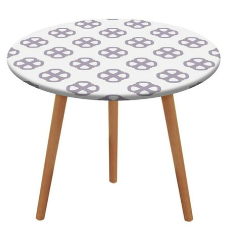 

Bybiment Round Fitted Tablecloth with Elastic Edge Pattern Geometric Ornamental Decorative Tablecloth Table Cover 51 Inch