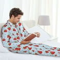 thumbnail image 6 of Naloa Strawberry Men’s Pajamas Set - Long Sleeve Button Down Sleep Shirt and Pajama Bottoms Sleepwear Set-Medium, 6 of 7