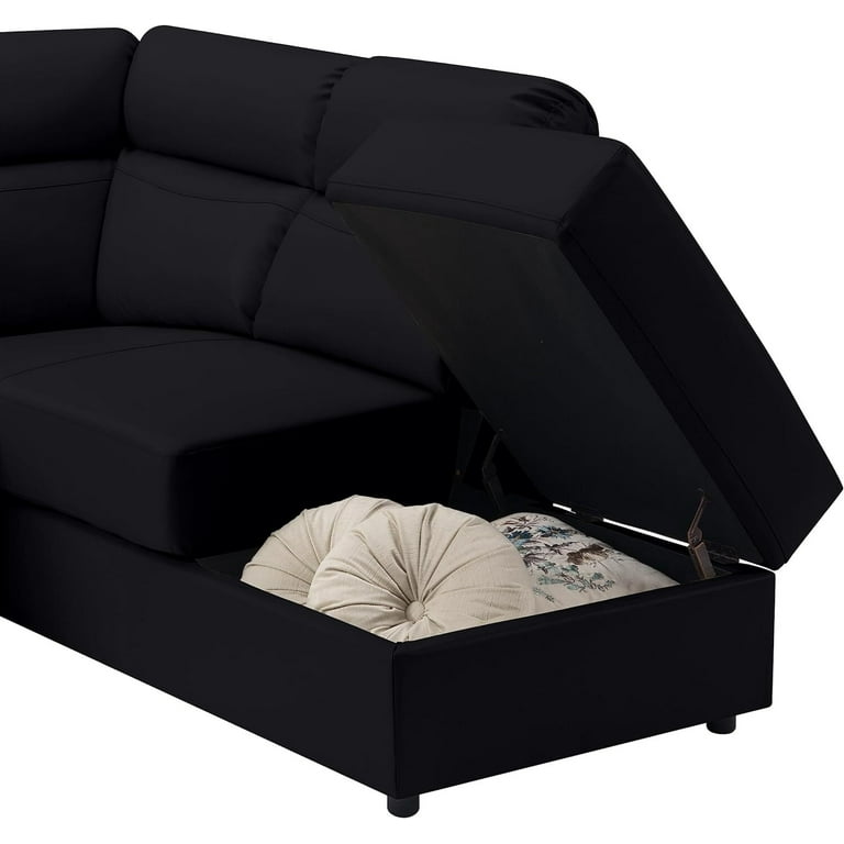 Aukfa Leather Sectional Sofa Couch, 110