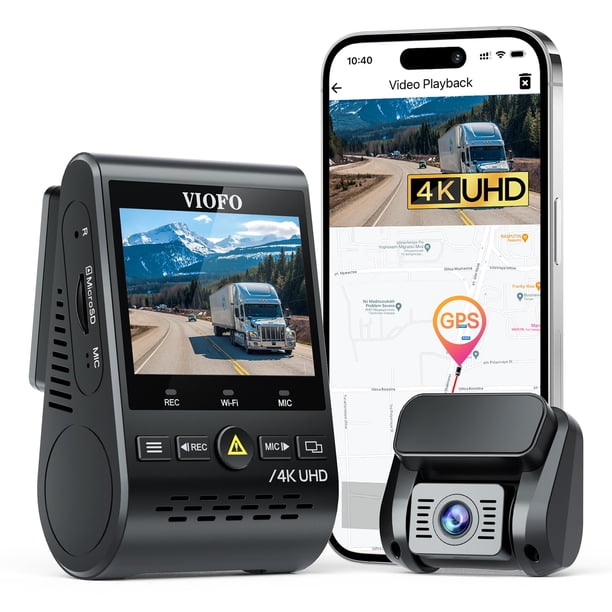 VIOFO A129 Pro Duo 4K Dual Dash Cam 3840 x 2160P Ultra HD 4K frontal y 1080P cámara trasera WiFi para coche, sensor de 8 MP, GPS, modo de estacionamiento con búfer, sensor G, detección de movimiento,