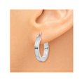 thumbnail image 3 of 14K White Gold Small Square Tube Hoop Earrings 3/4 Inch (3.00 mm), 3 of 4