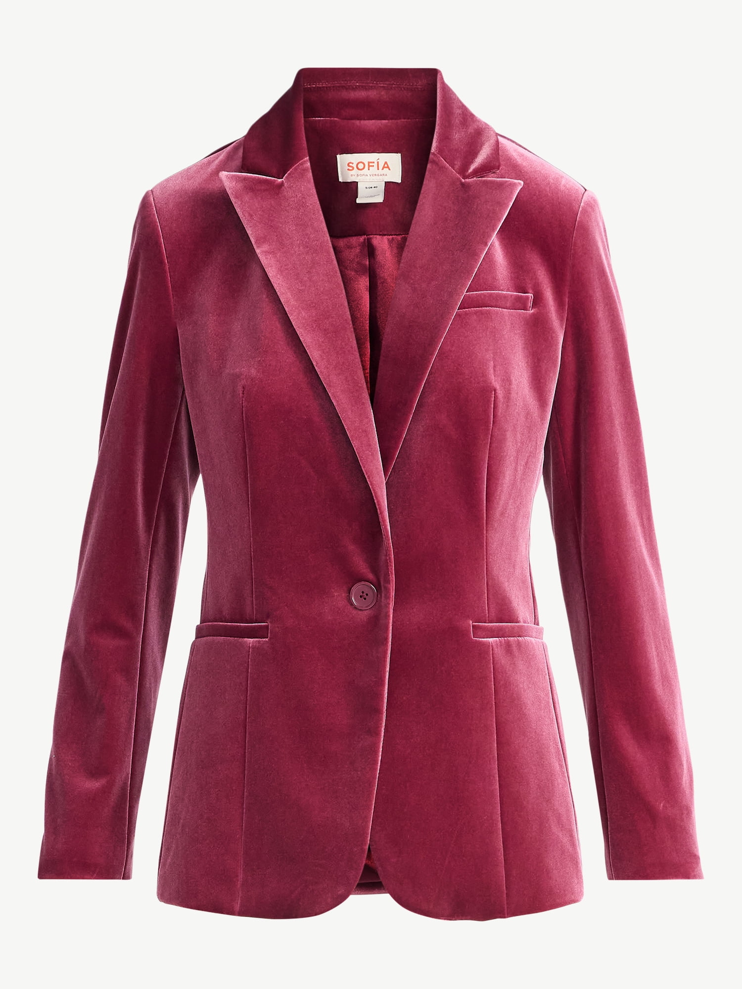 Sofia by Sofia Vergara Women's and Women's Plus Size Single Breasted Velvet Blazer, Sizes XS-4X