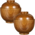 thumbnail image 3 of Troglfold soup bowl 2pcs Handmade Wooden Bowls with Lids for Kitchen and Serving,3.94"X3.54"X3.54", 3 of 10